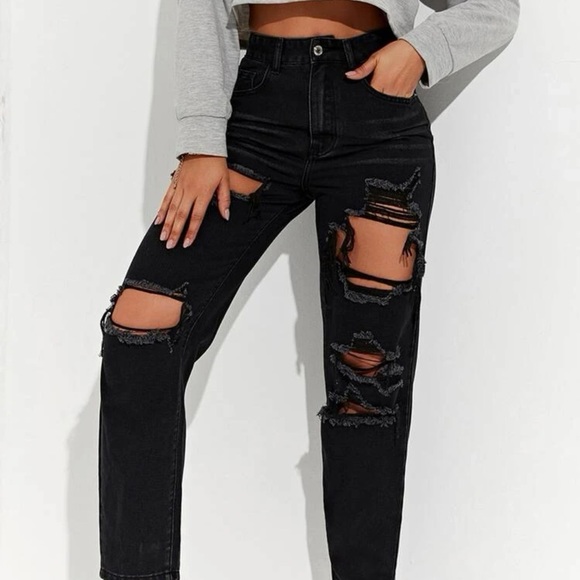 Shein Black Ripped Jeans - Picture 1 of 2